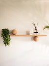 Japandi decor shelf with trailing plant, and minimalist home decor accessories