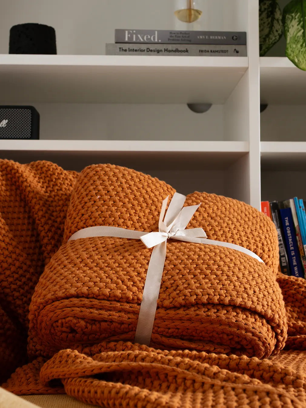 Alpine Cotton Knitted Throw- Mustard
