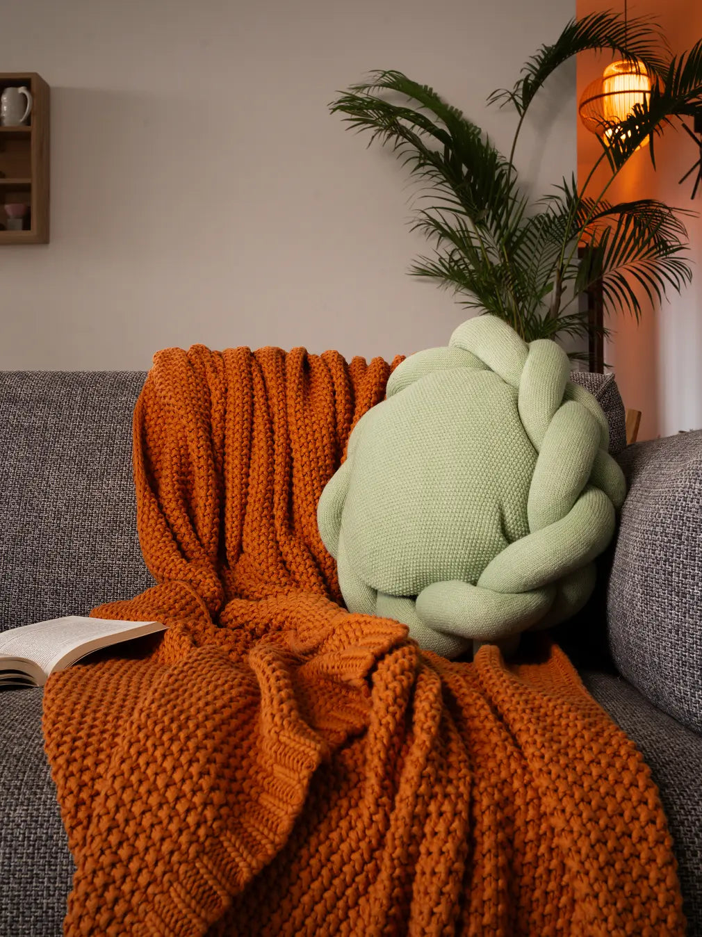 Alpine Cotton Knitted Throw- Mustard