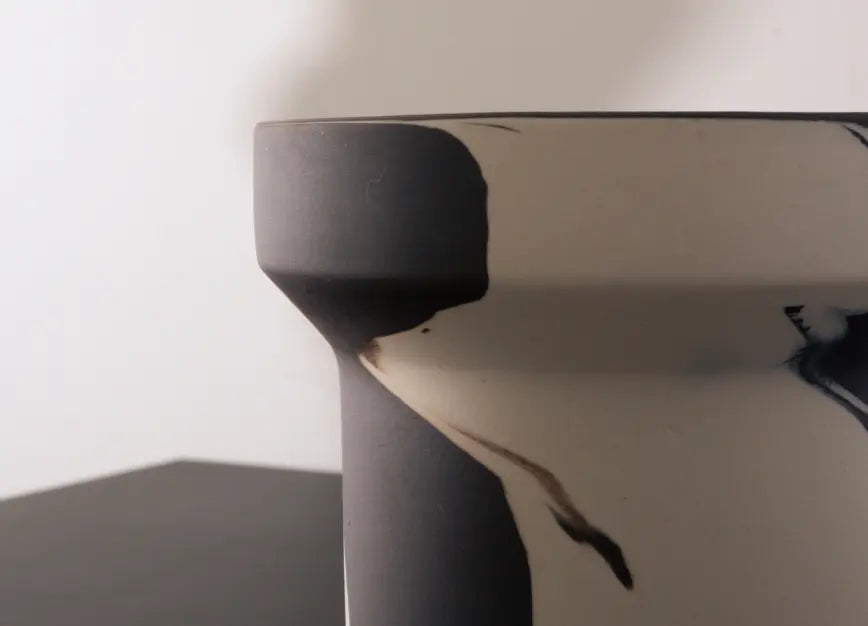 Close-up of Dune Ceramic Planter highlighting matte dual-tone ceramic surface detail.