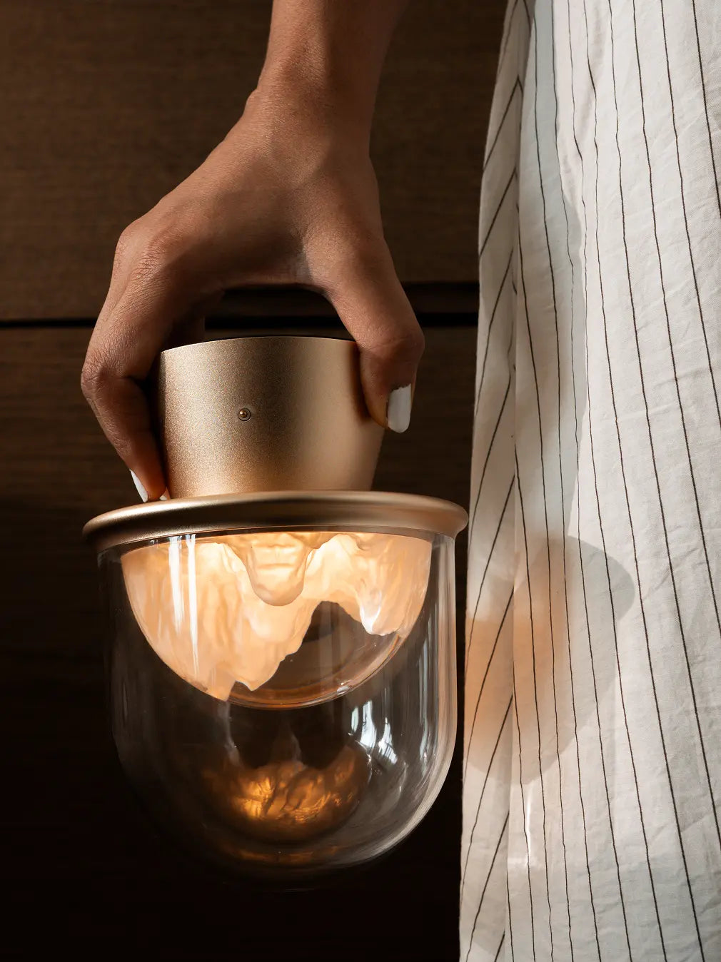 Frozen Glass Table Lamp- Gold