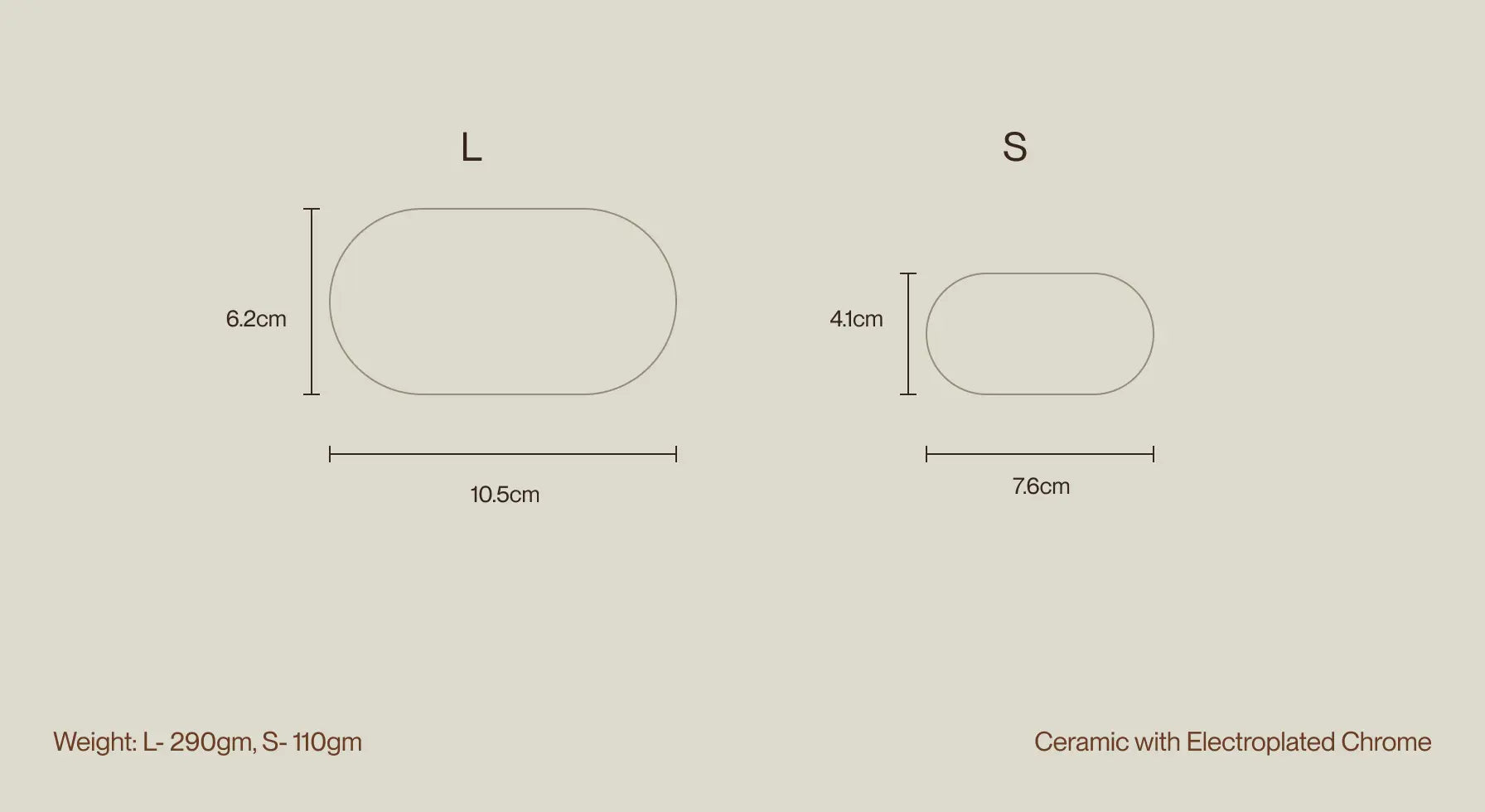 Size chart for Donut Chrome Candle Holder, displaying dimensions and weight for large and small variants.