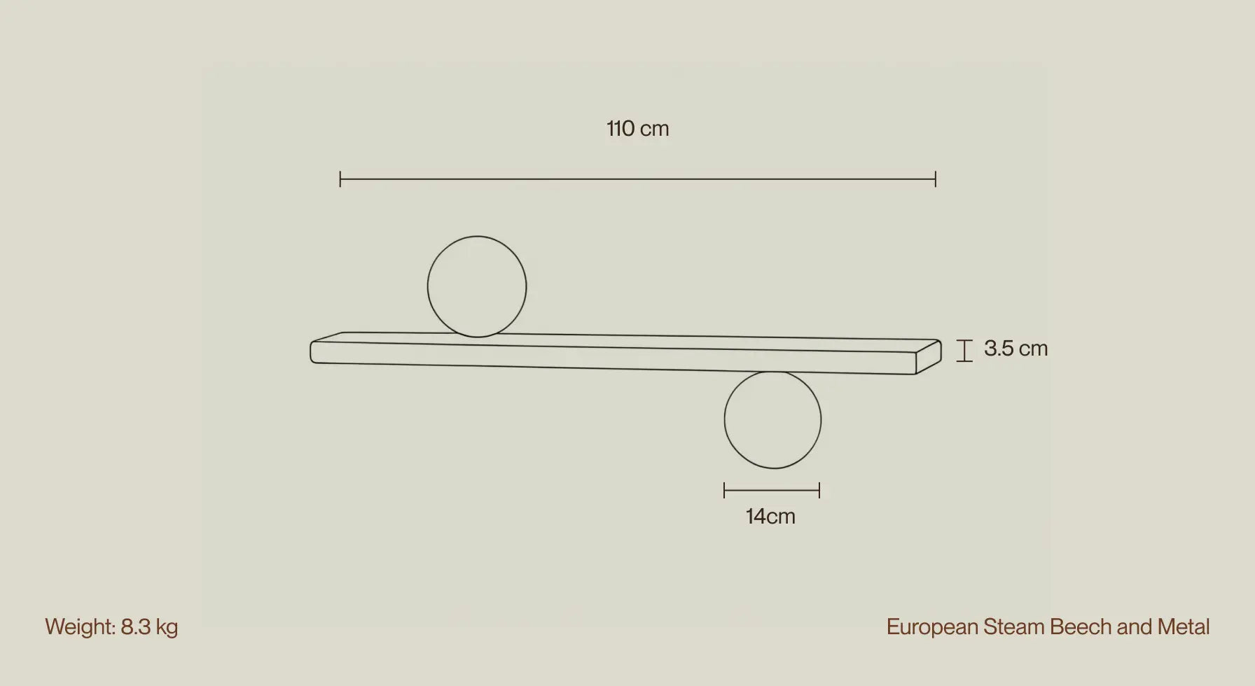 Orb Wooden Floating Wall Shelf size guide with dimensions and material details