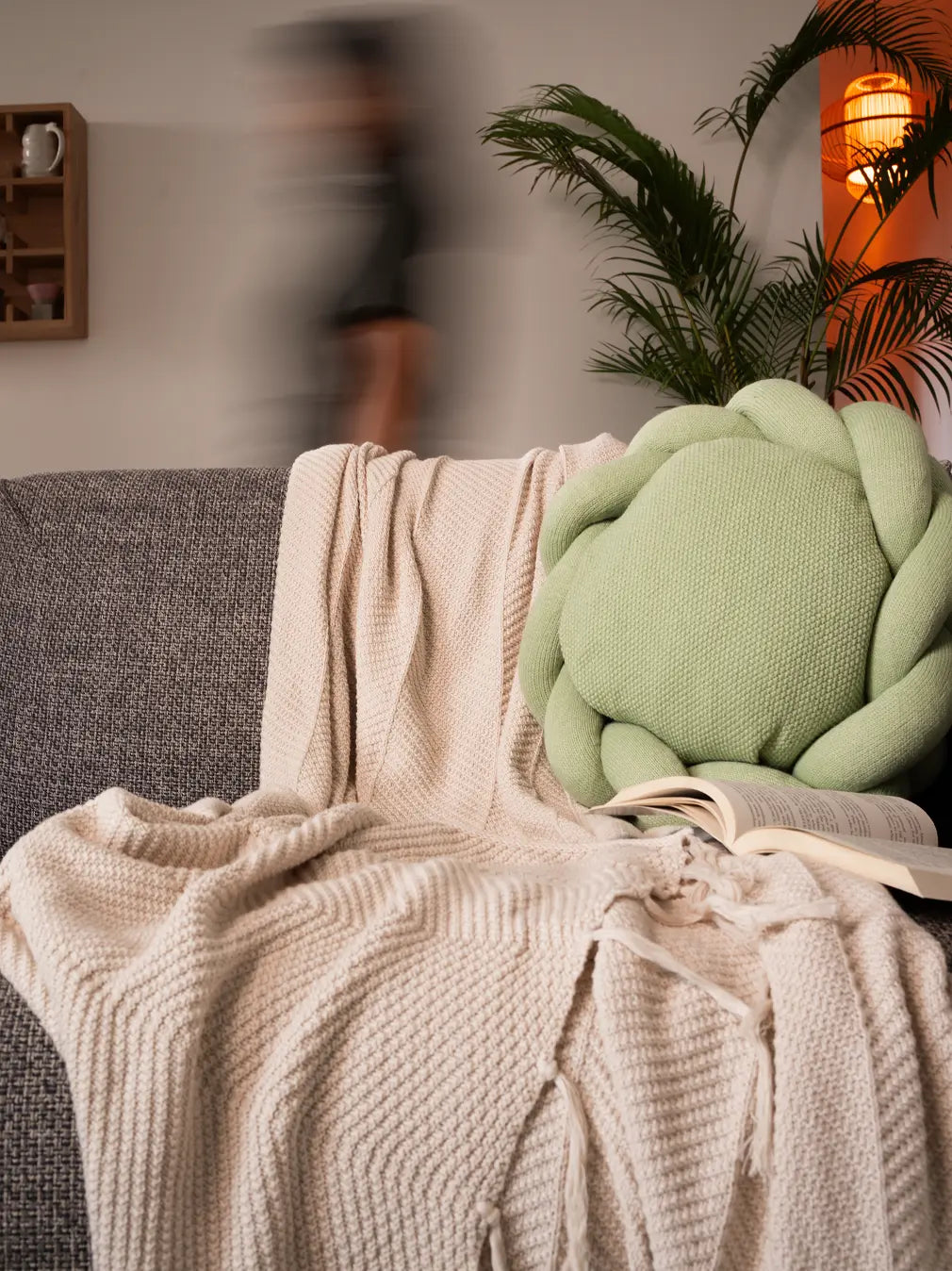 Sienna Cotton Knitted Throw- Beige