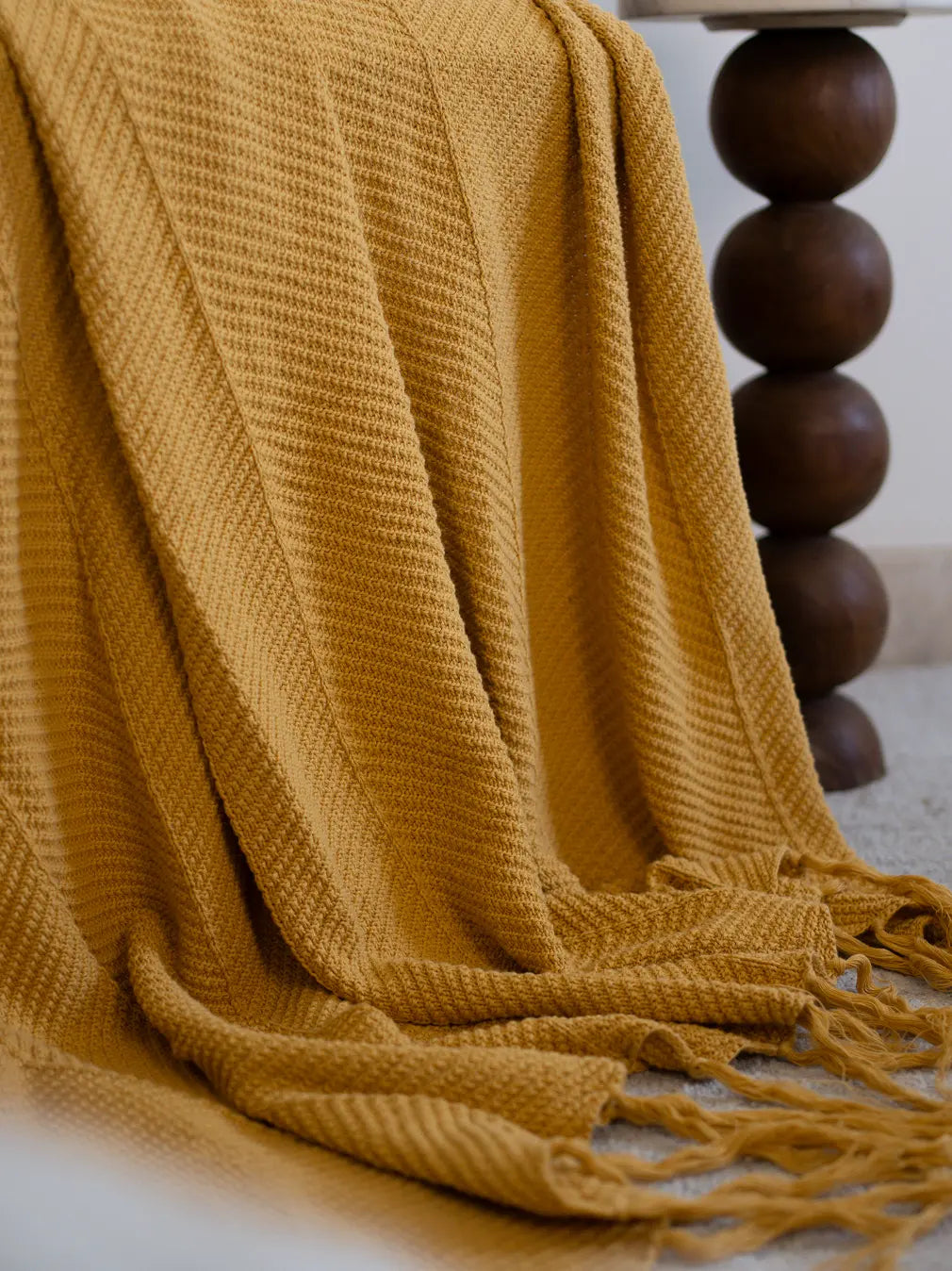 Sienna Cotton Knitted Throw- Yellow