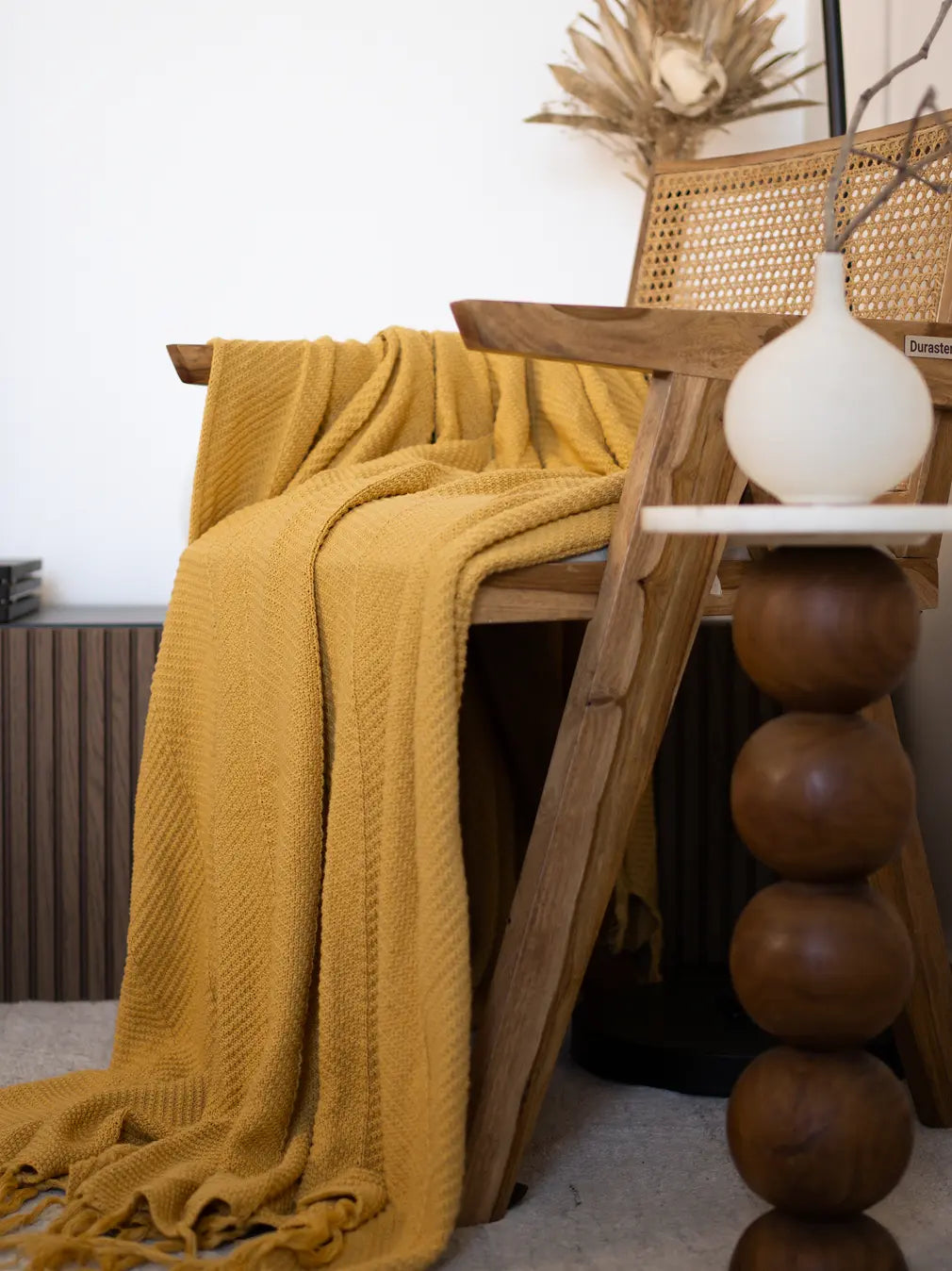 Sienna Cotton Knitted Throw- Yellow