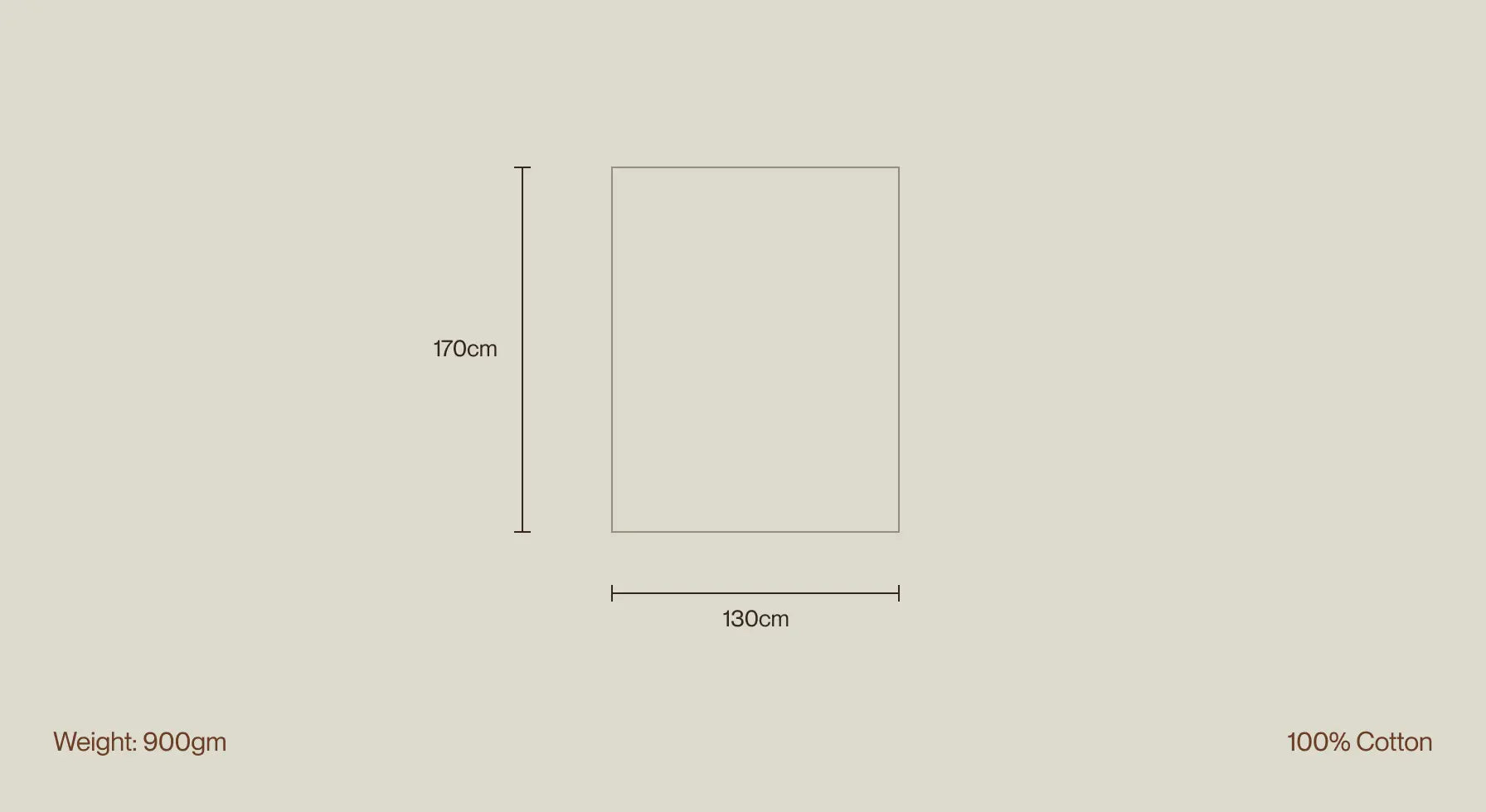 Sienna Cotton Knitted Throw dimension diagram with 130cm x 170cm size, 900g weight, and 100% cotton material.
