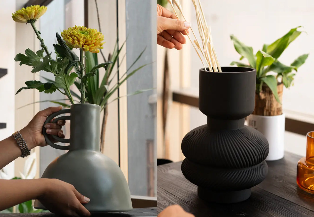 Ceramic vase vs glass flower vase for home decor comparison
