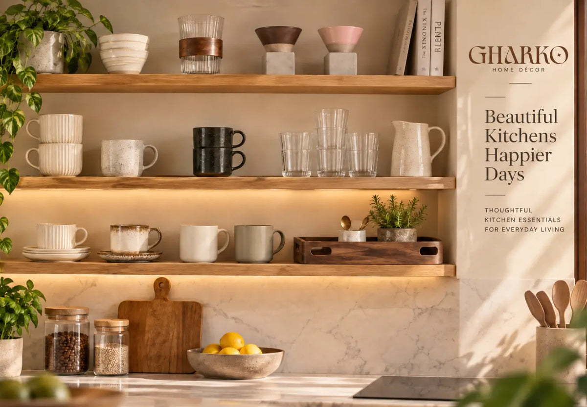 kitchen shelf decor with modern kitchen accessories 
