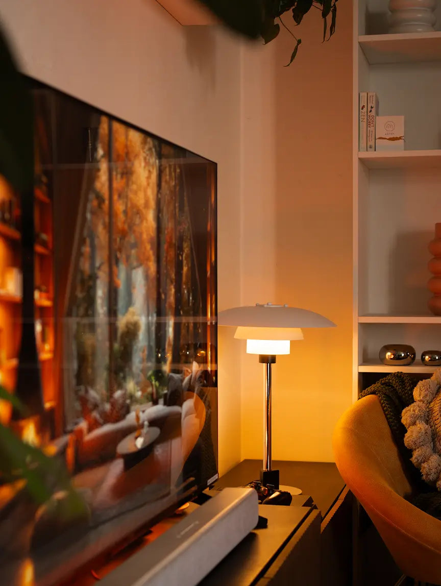 Modern lamp with a warm glow on a blurred background - Home decor in Pune