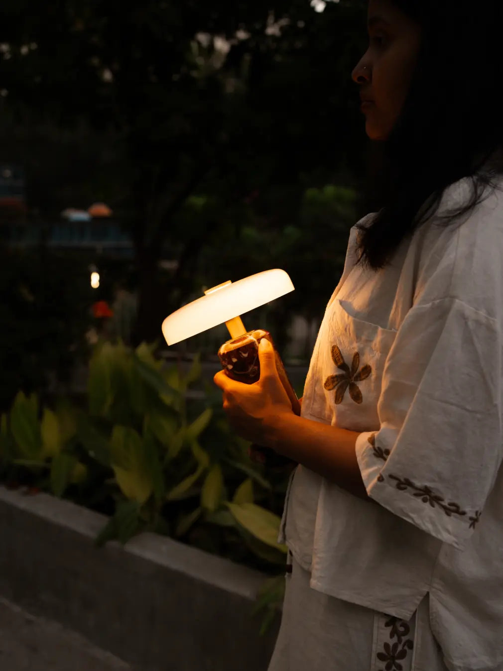 Alba Burgundy Marble Portable Table Lamp
