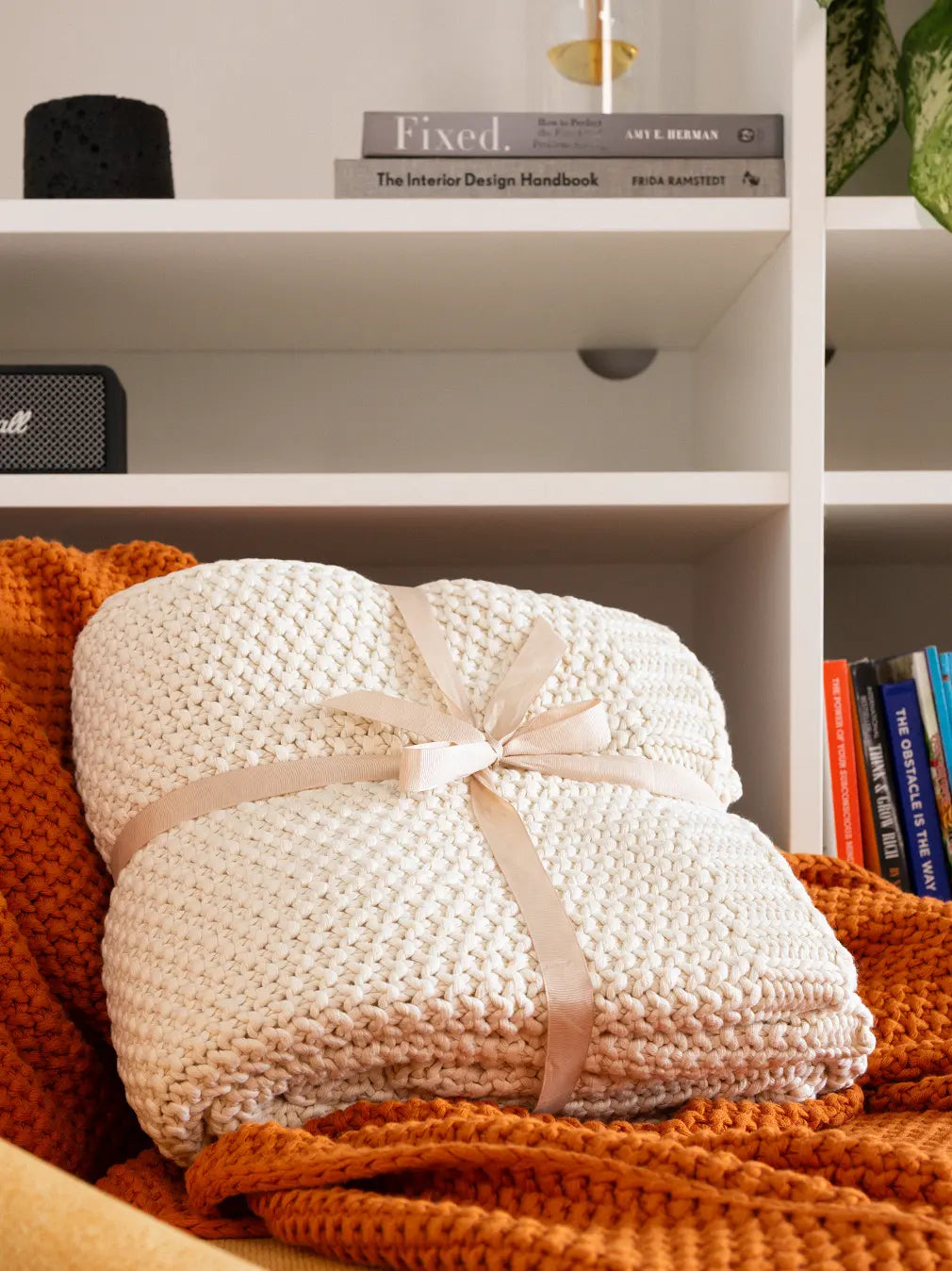 Alpine Cotton Knitted Throw- Off-White