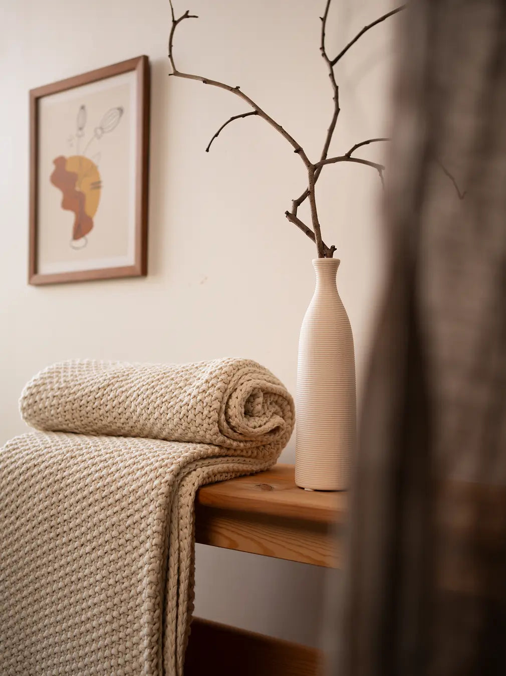 Alpine Cotton Knitted Throw- Off-White