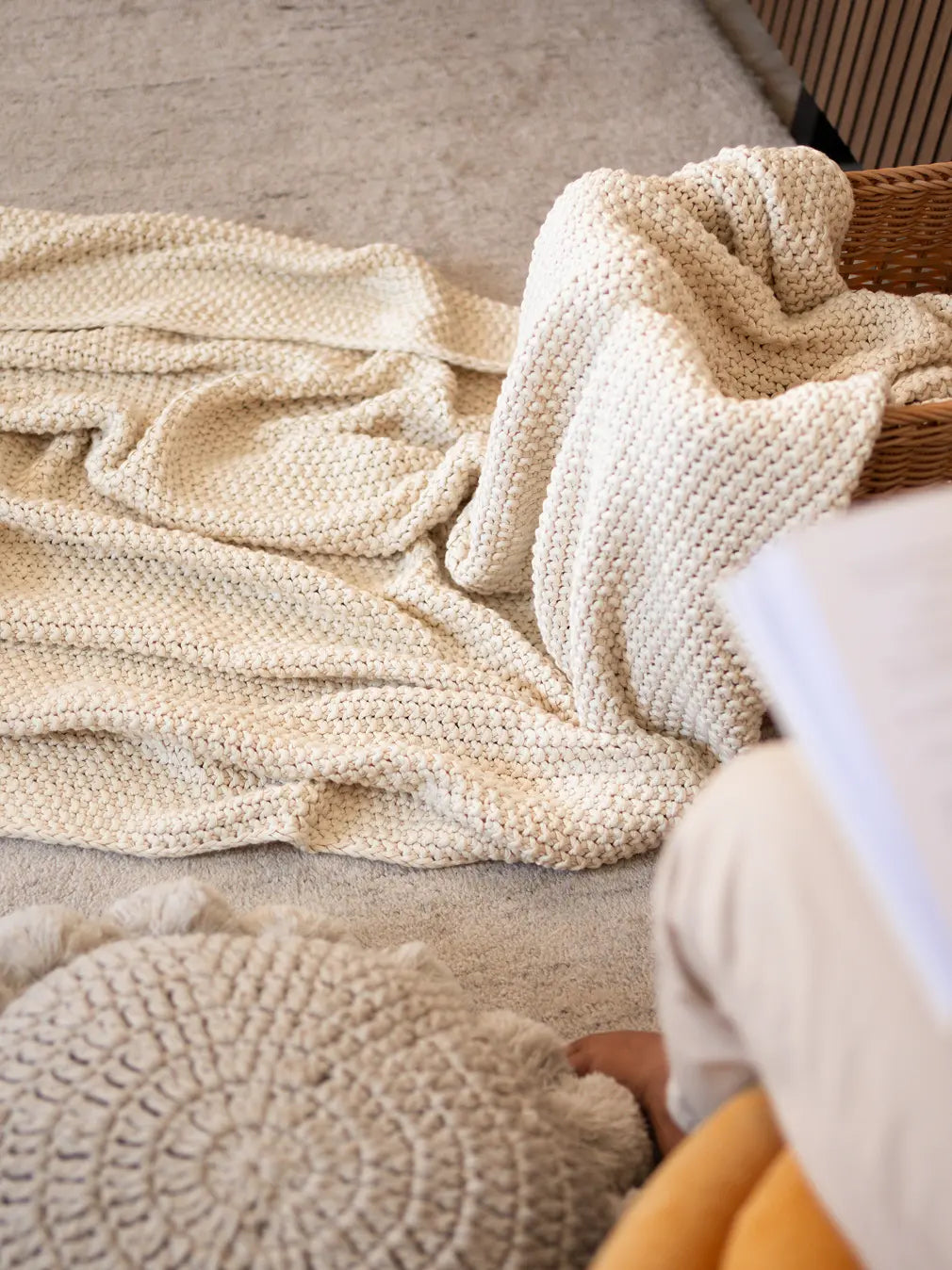 Alpine Cotton Knitted Throw- Off-White