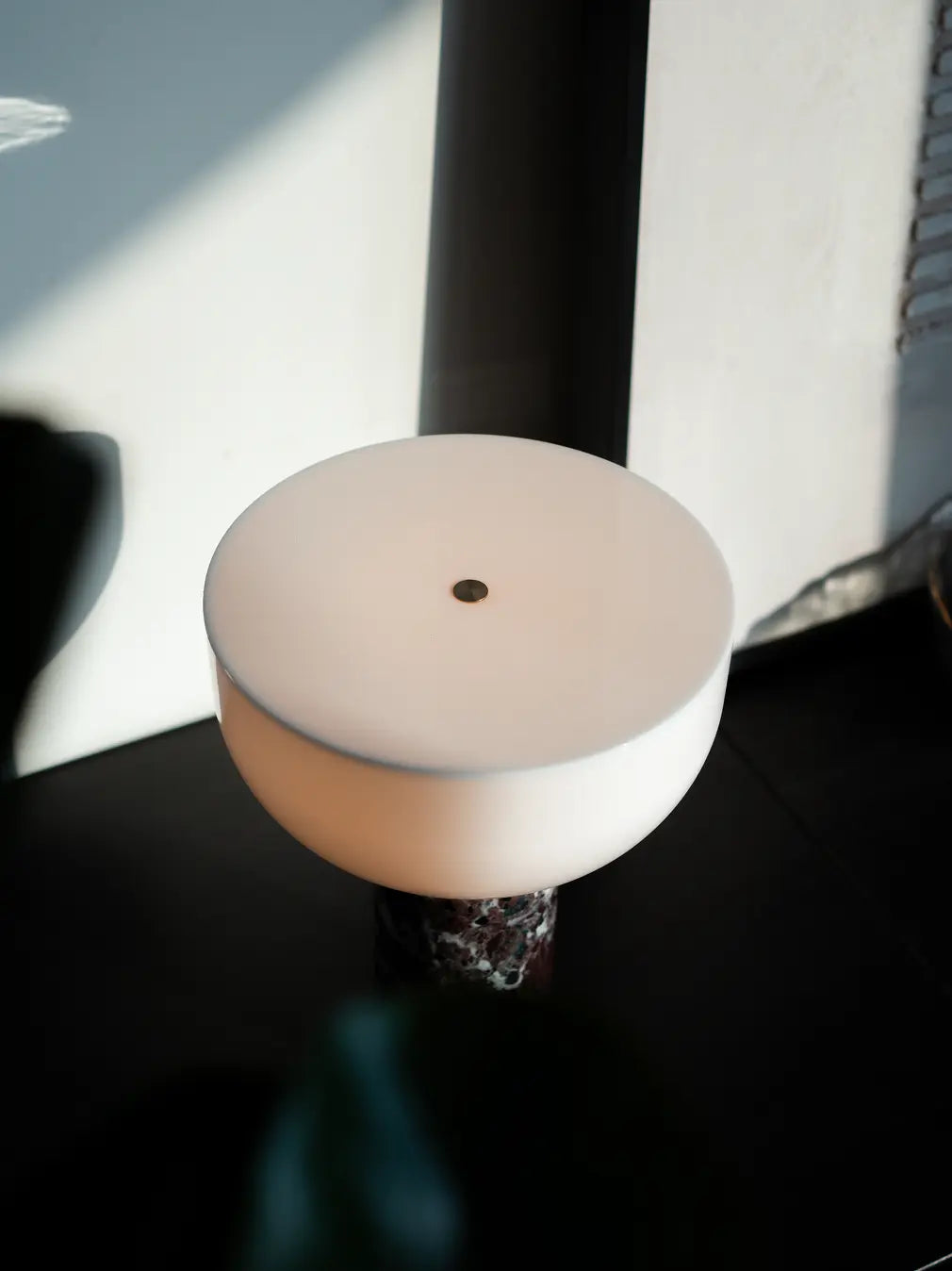 Arc Burgundy Marble Portable Table Lamp