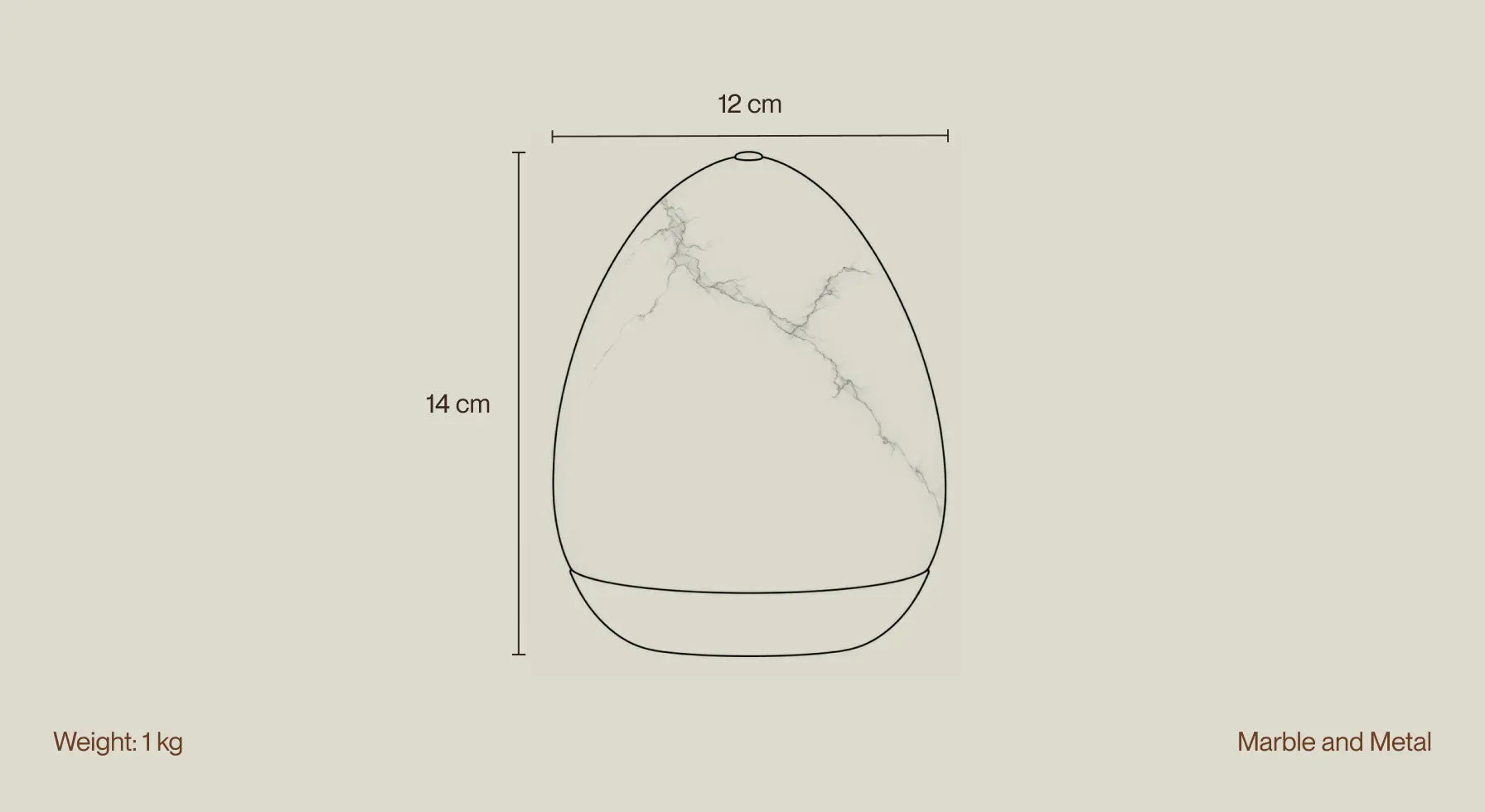 Bud Marble Portable Table Lamp size guide: 14 × 12 cm, 1 kg, marble and metal