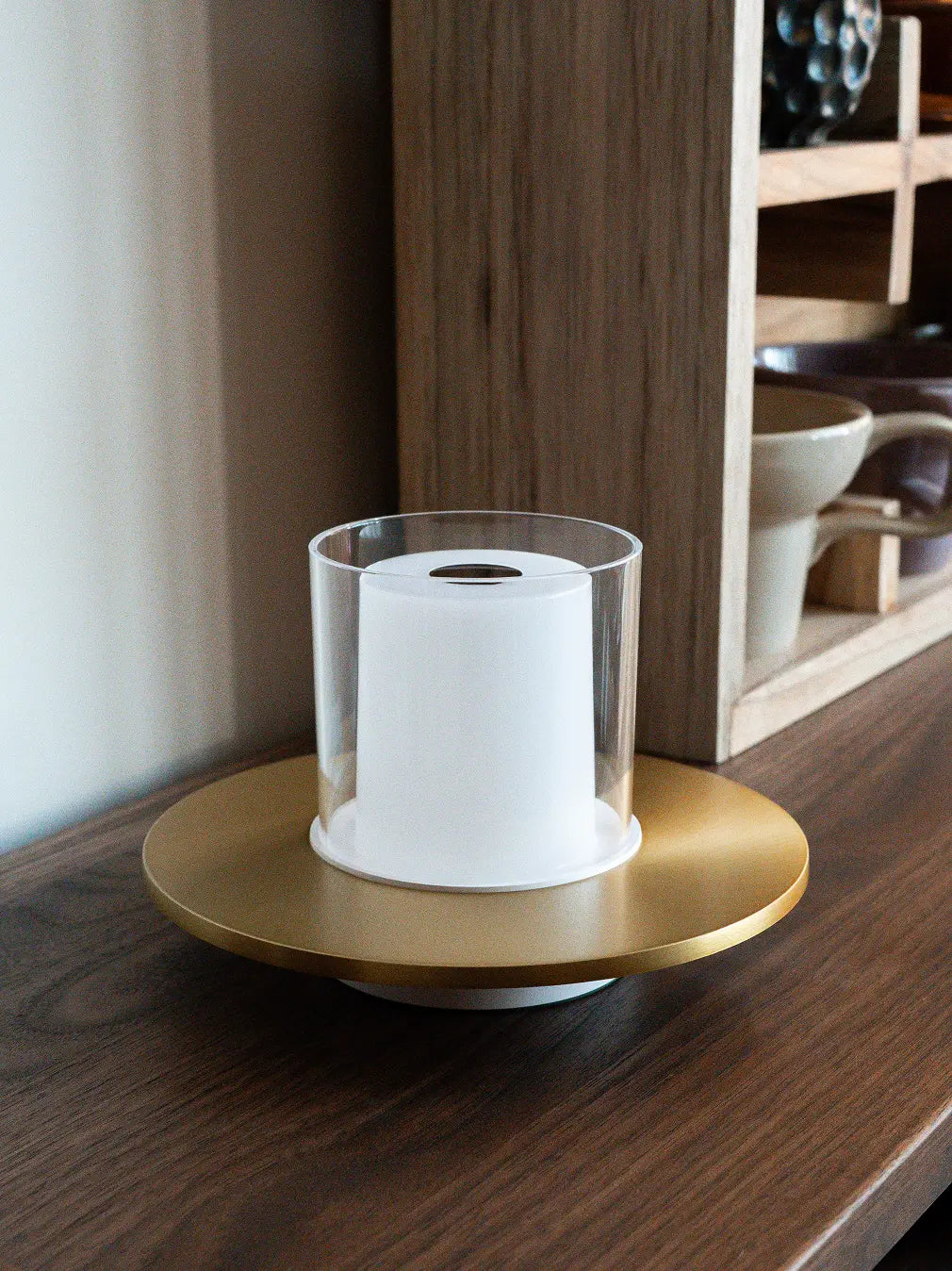 Candle Portable Table Lamp with PMMA shade and modern gold metal base