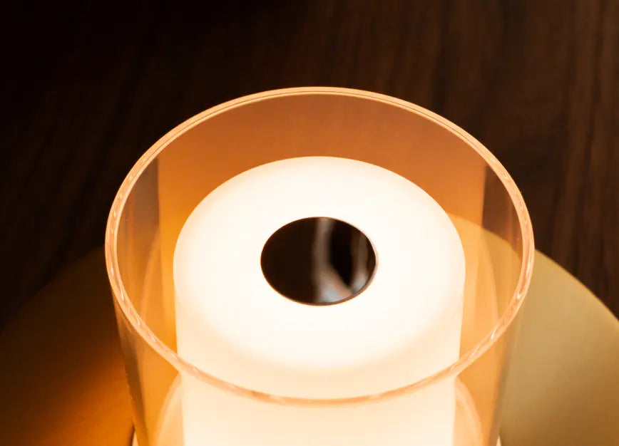 Top touch sensor portable lamp with soft 2400K candle-like ambient lighting