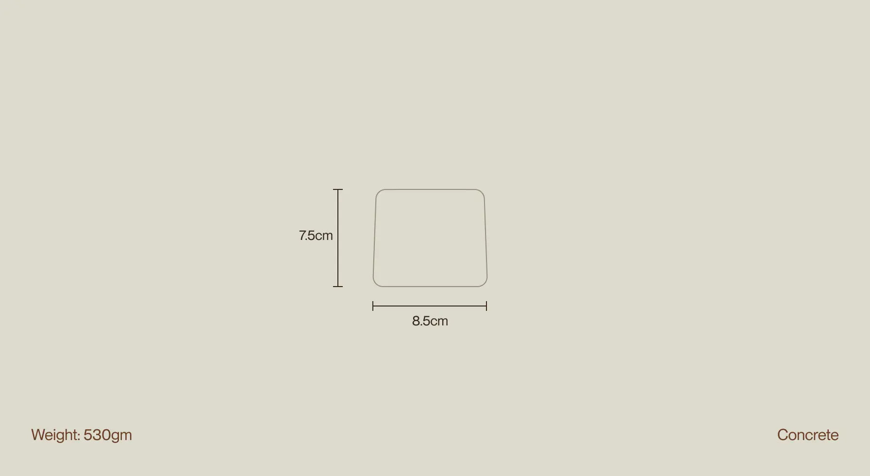 Minimal illustration showing Capri Candle dimensions, weight, and material details