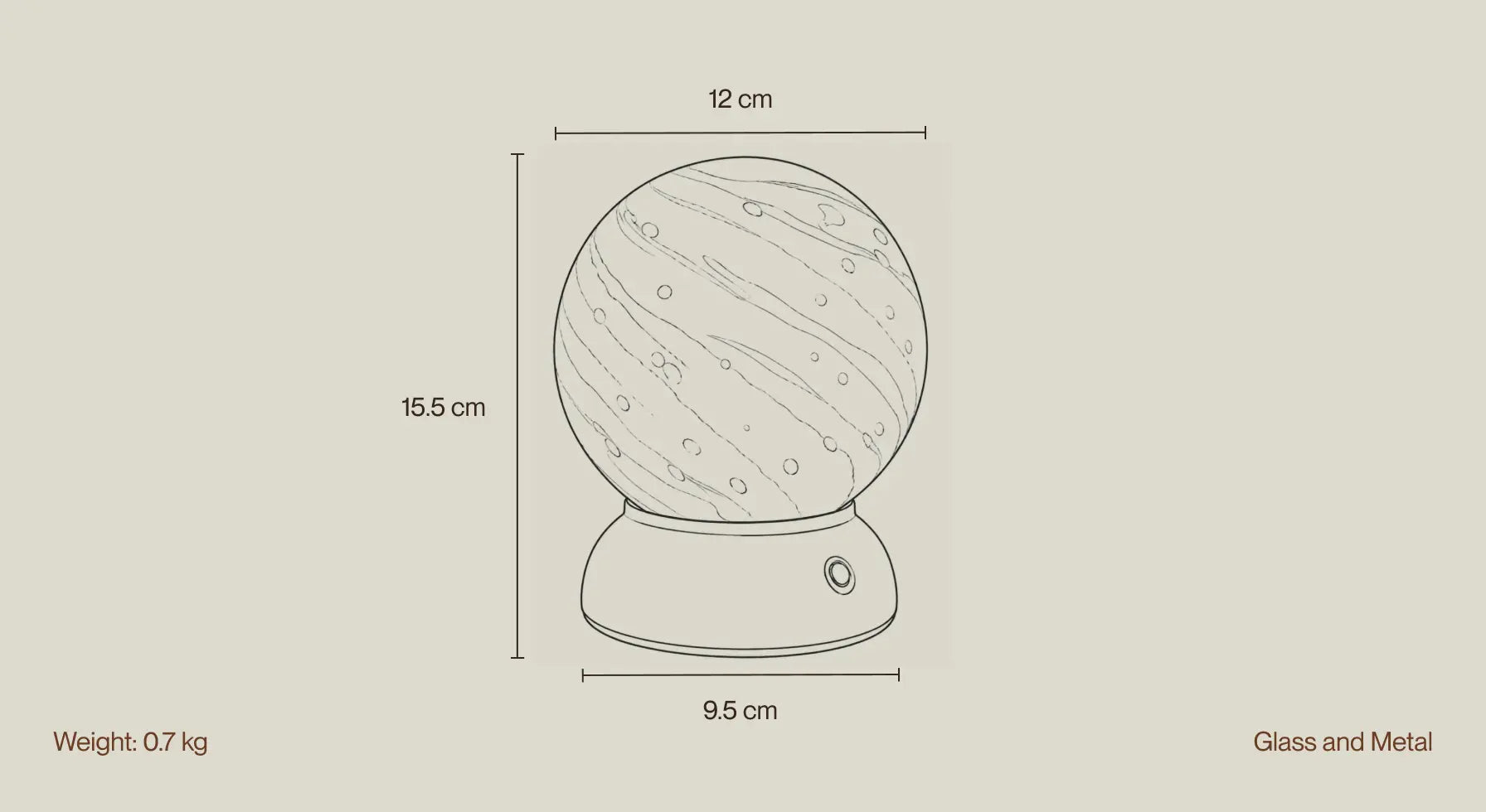 Cosmo glass portable table lamp dimensions with glass and metal construction