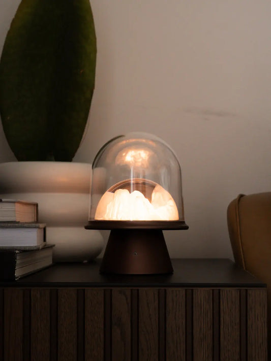 Frozen Glass Table Lamp- Brown