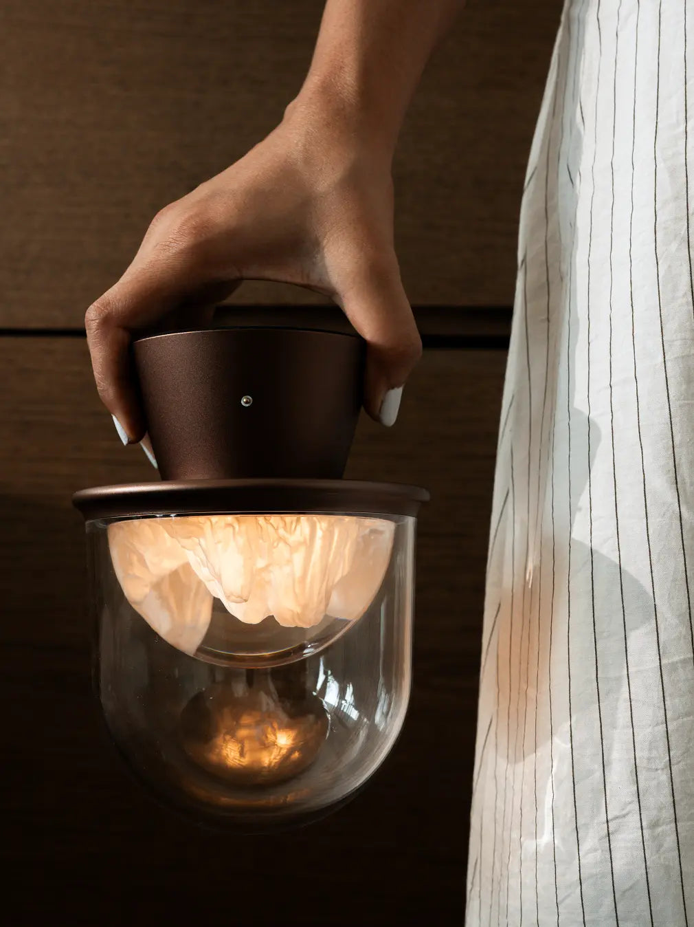 Frozen Glass Table Lamp- Brown