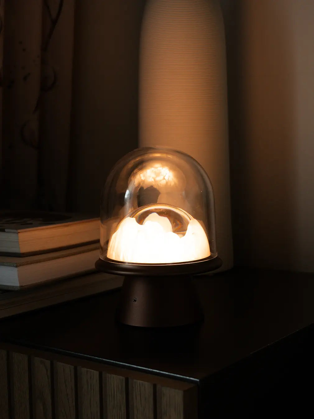 Frozen Glass Table Lamp- Brown