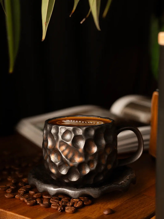 Hive Rustic Ceramic Coffee Cup and Saucer