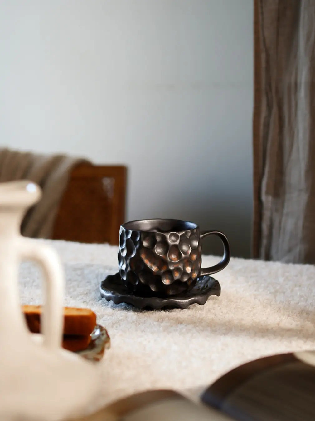 Hive Rustic Ceramic Coffee Cup and Saucer