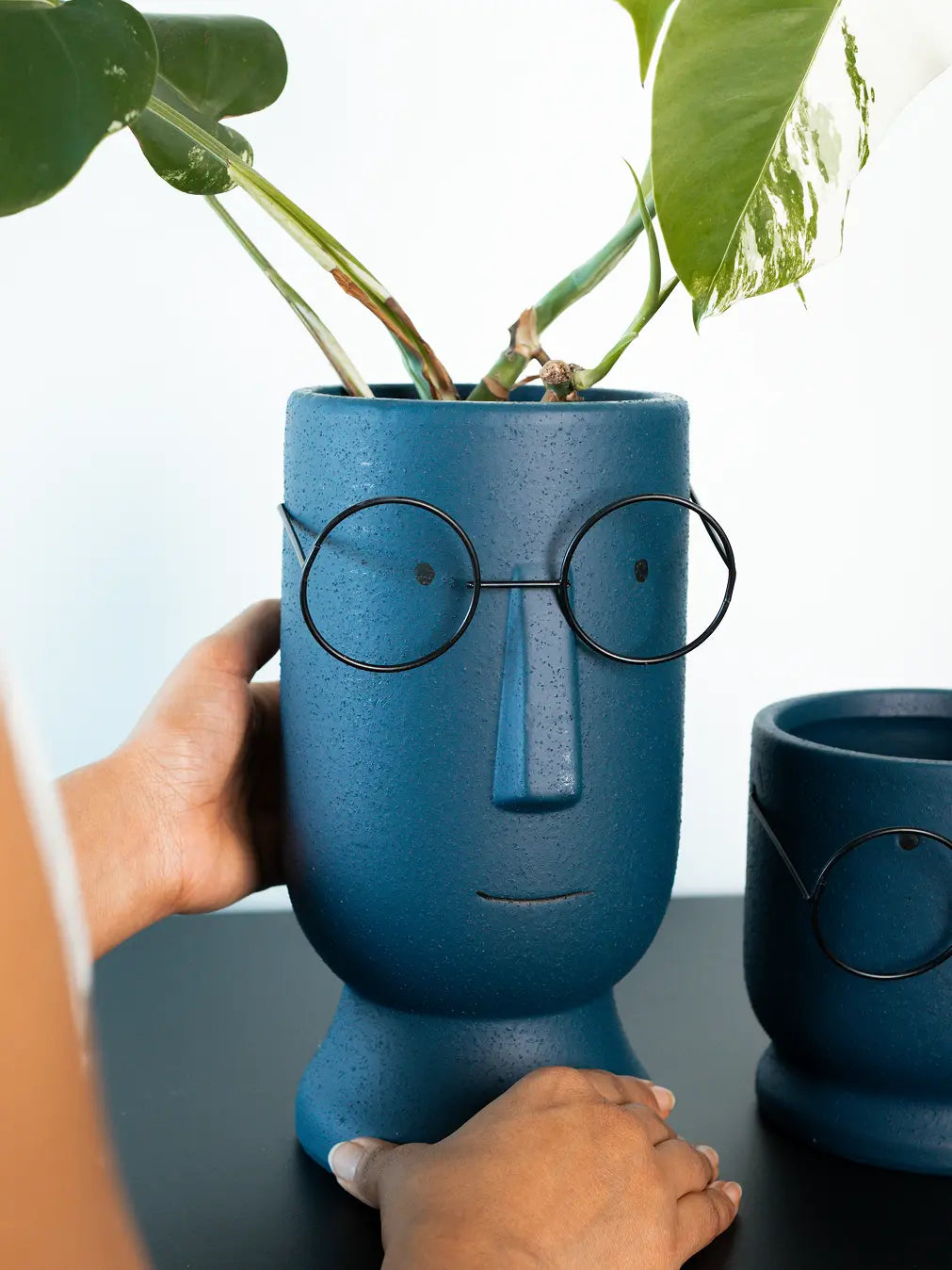 teal indoor planter Jojo Blue Ceramic Planter – Modern Indoor Planter