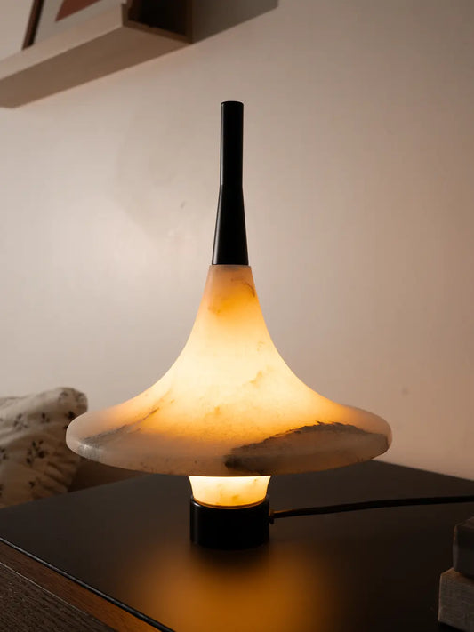 Gharko luxury marble table lamp with a unique design on a table 