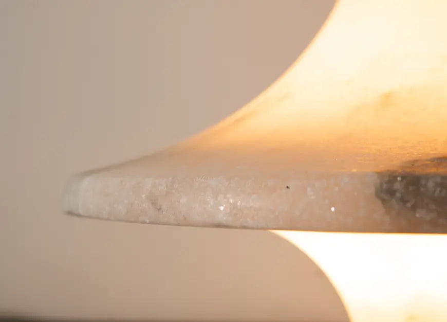 Close-up of Gharko marble table lamp shade with natural veining