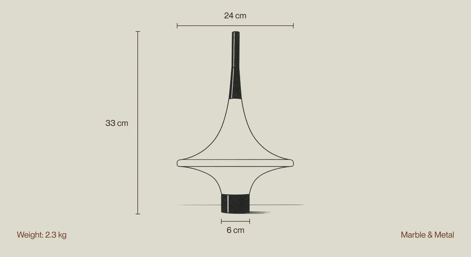 Gharko Lattu Marble Table Lamp dimensions and size illustration