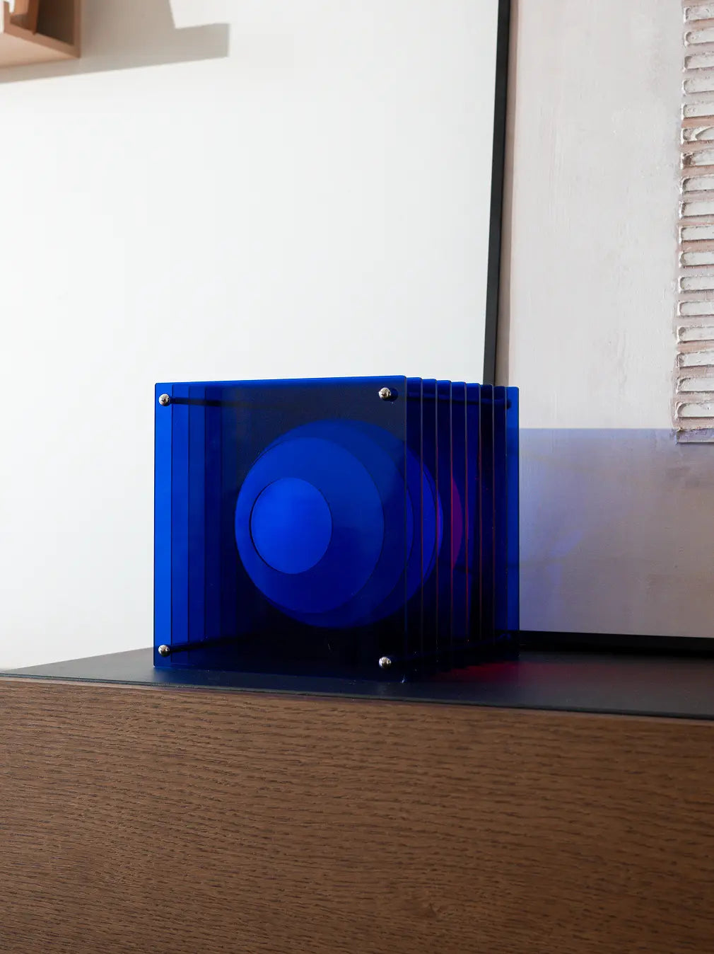 Blue acrylic designer table lamp for modern living room decor