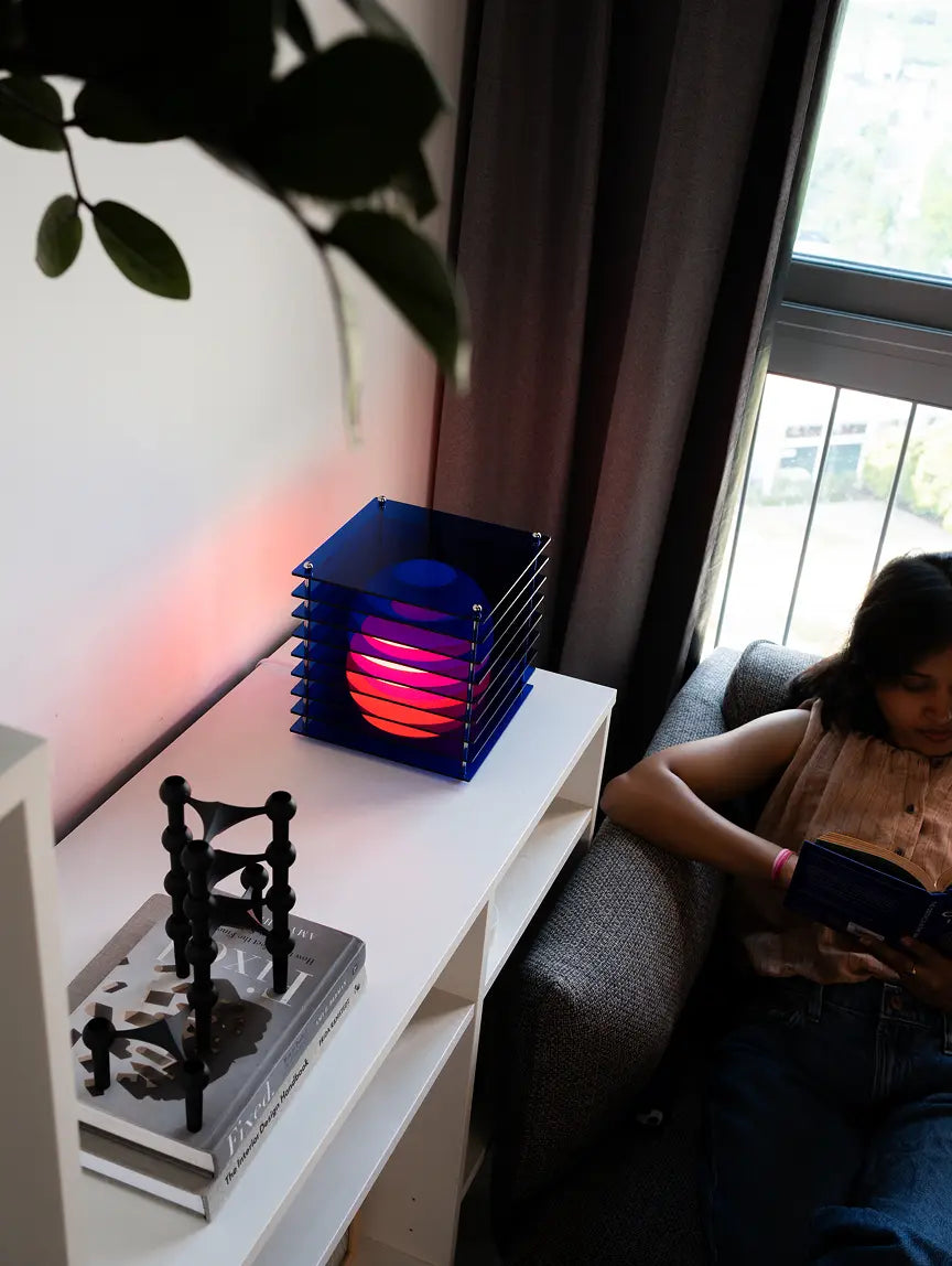 Decorative blue table lamp for bedside and modern home styling