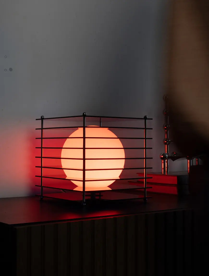 Lop Blue modern lamp with soft dim pink lighting for living room decor