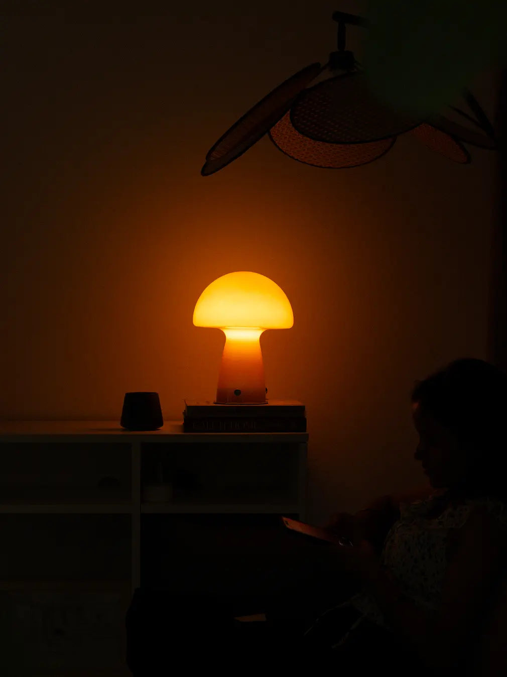 Mushroom Orange Glass Table Lamp