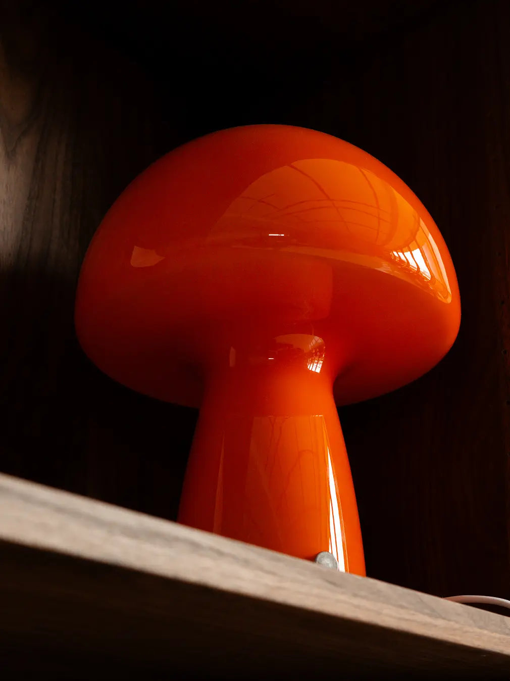 Mushroom Orange Glass Table Lamp