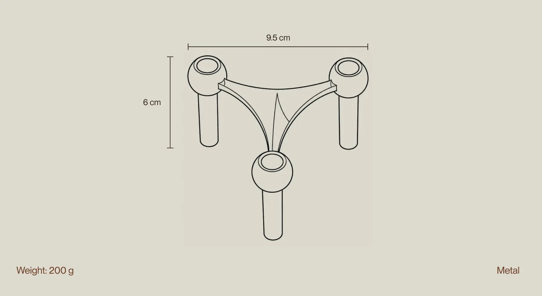 Node Silver Candle Holder dimensions, weight and metal material specification diagram