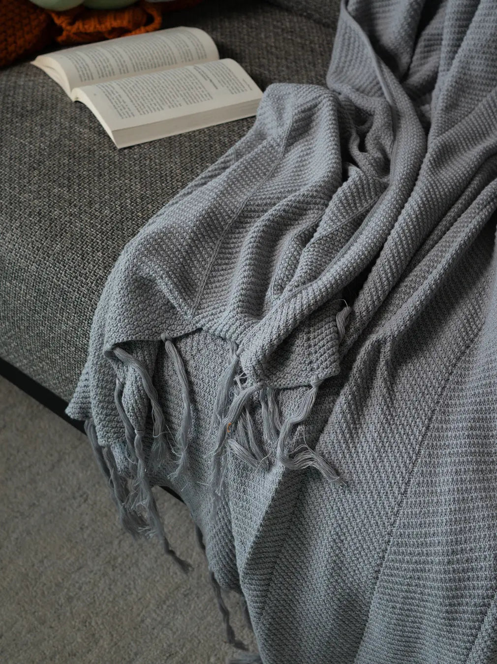 Sienna Cotton Knitted Throw- Grey