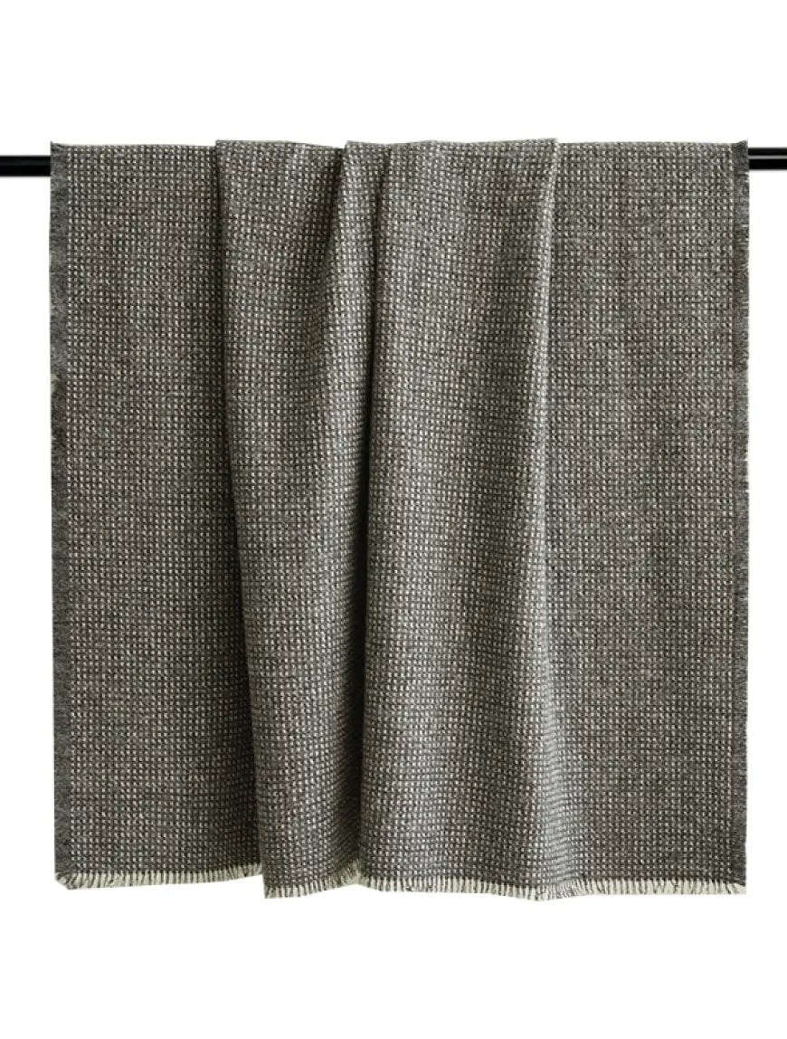 Slate Angora throw blanket in smoky grey with soft jacquard woven finish