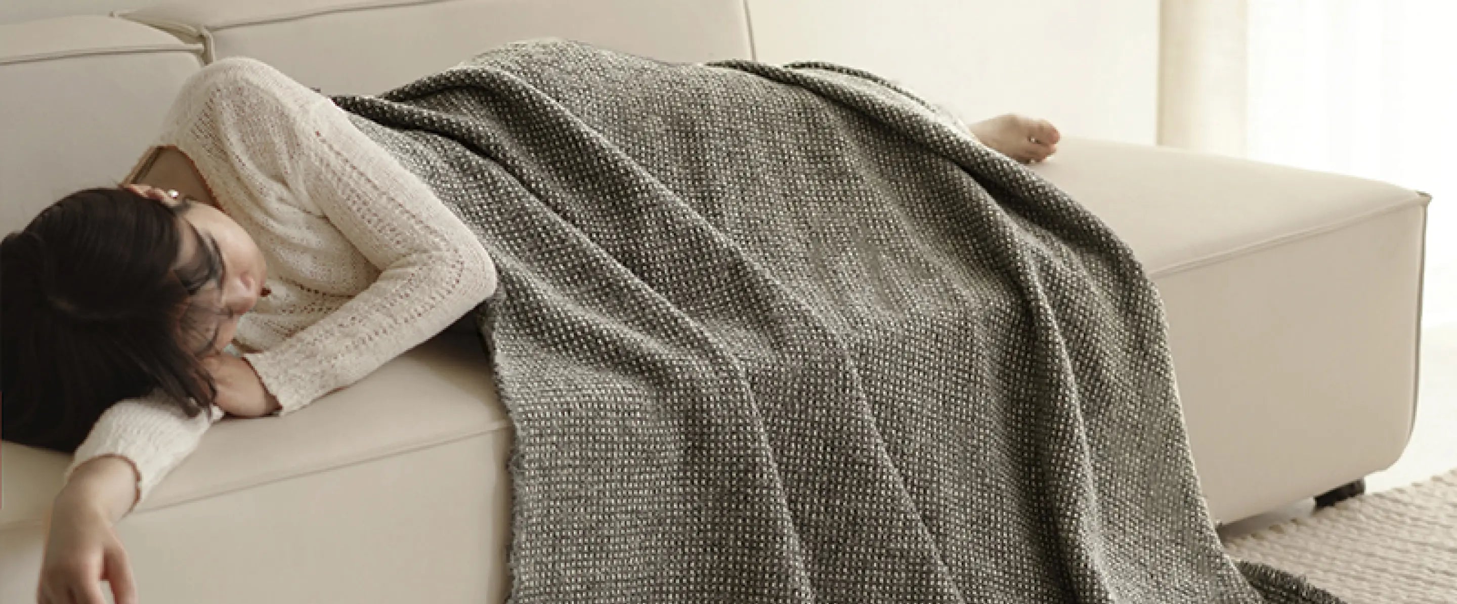 Slate Angora throw blanket for sofa adding warmth and modern living room style