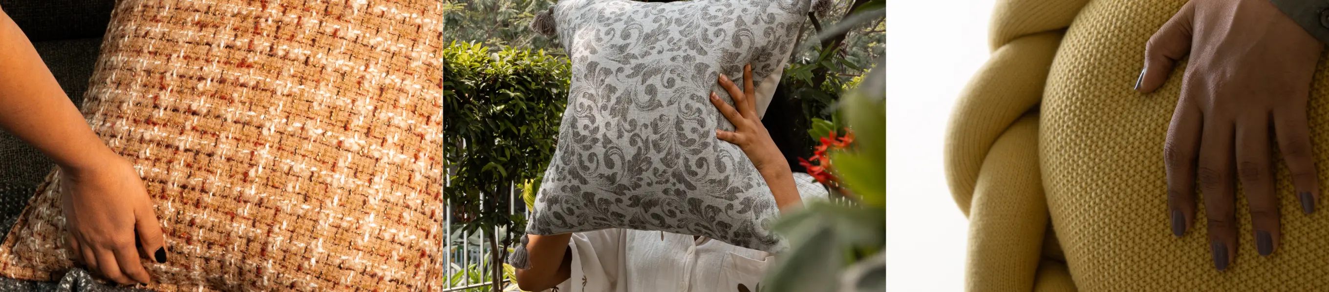 Luxury soft furnishings with textured cushions and cozy throws
