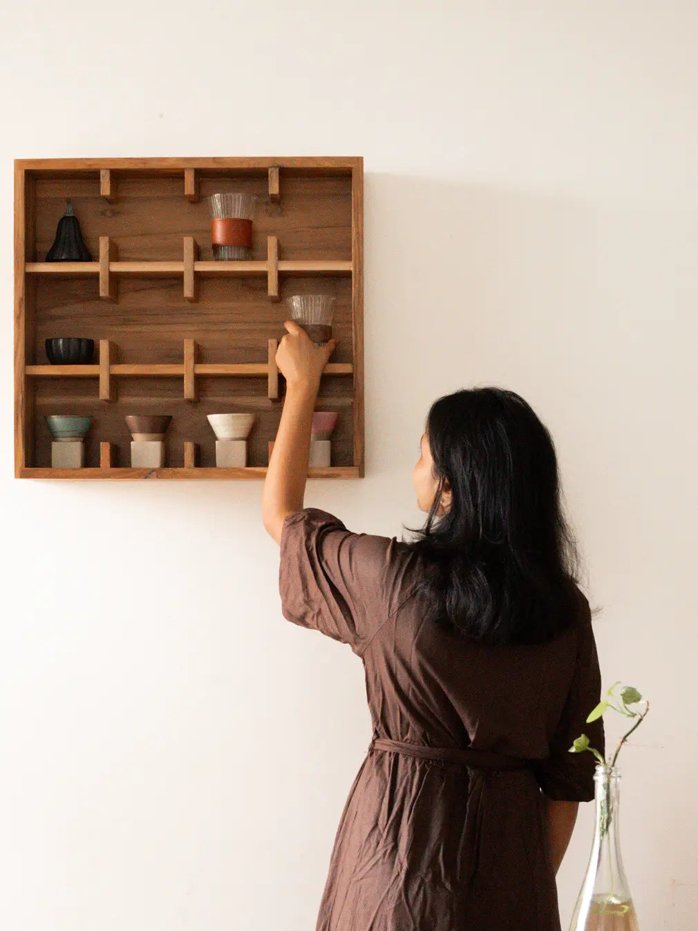 Solace-12 Teak Wood Cup Shelf
