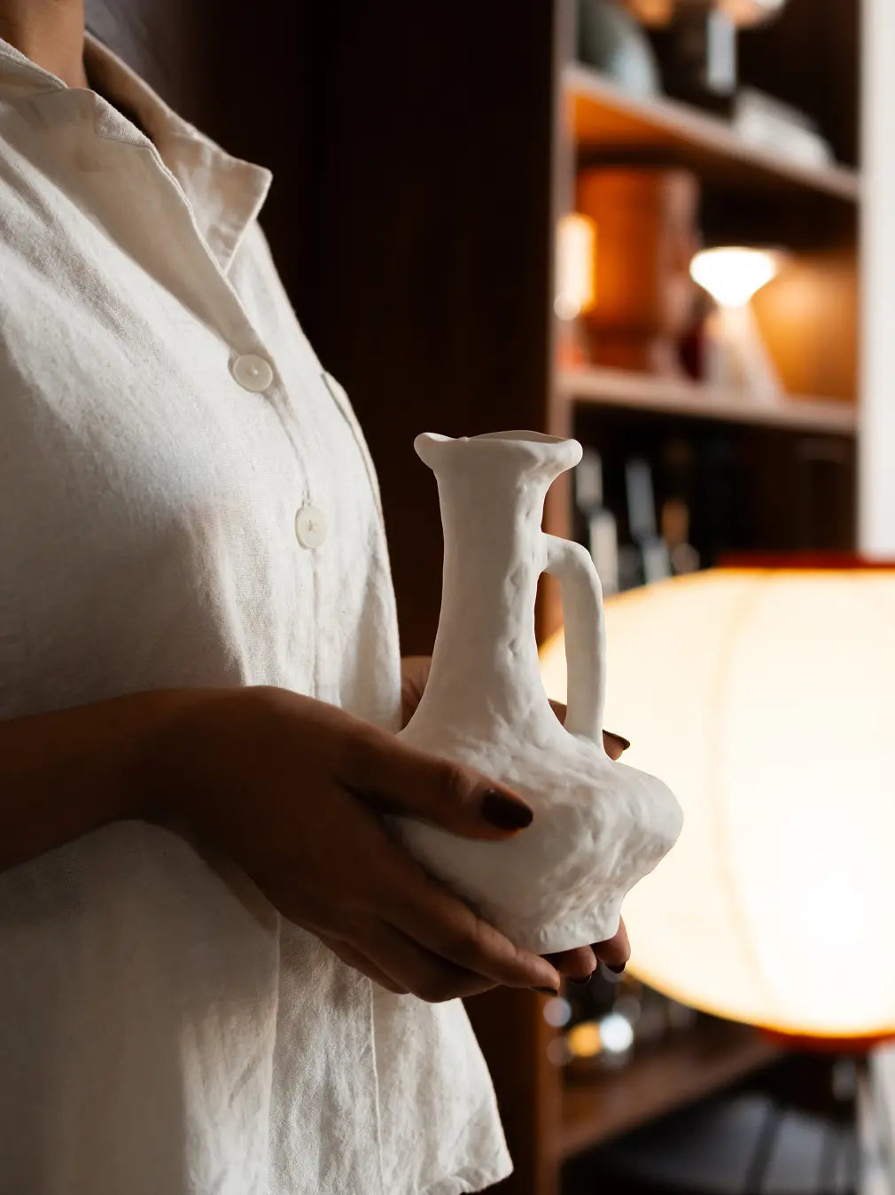 Close-up of Suki Classic Ceramic Vase handle highlighting organic texture and handcrafted ceramic detail.