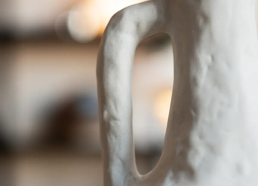 Ergonomic handle detail of Suki Classic Ceramic Vase with handcrafted texture.