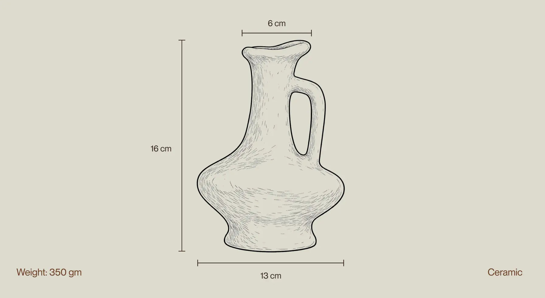 Suki Classic Ceramic Vase dimensions graphic showing height, width, and weight.