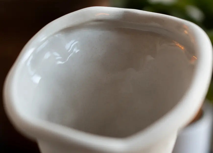 Suki Grand Ceramic Vase glazed interior close-up, premium ceramic flower vase detail