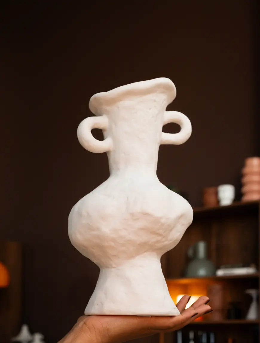 Suki Grand Ceramic Vase displayed upright, modern rough pottery ceramic decor vase