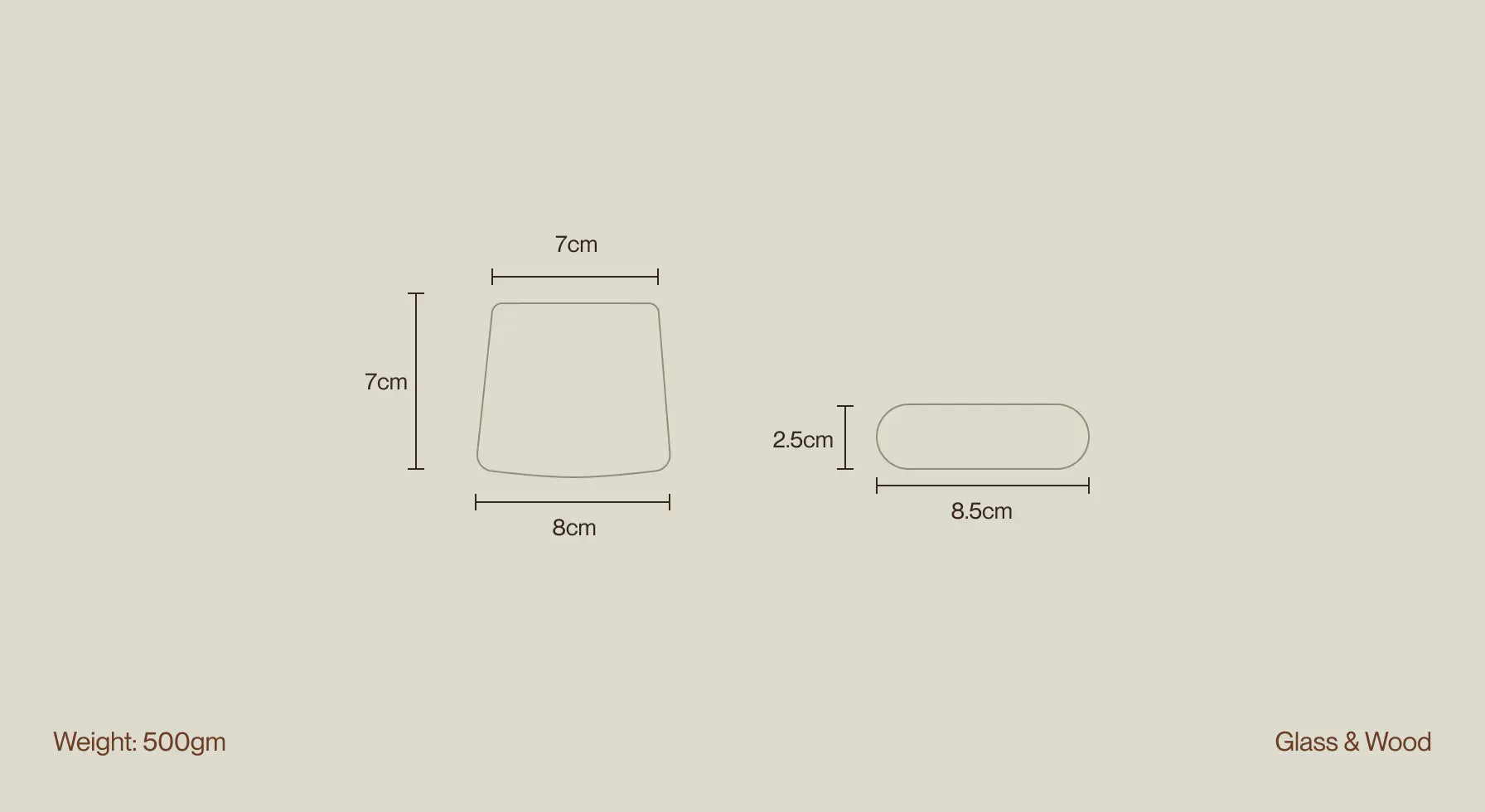 Telosma Cordata Glass Aromatherapy Candle dimensions: 7cm x 8cm glass jar, 8.5cm x 2.5cm wooden base, total weight 500g.